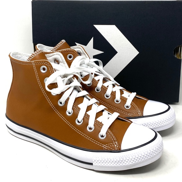Converse Chuck Taylor High Leather Sneakers Warm Tan Casual Women's Size A07875C - Picture 2 of 10